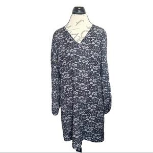 Covington Dress Floral Shift Evening Festival Party Size Medium Long Sleeve